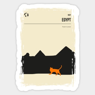 Egypt Pyramids Cat Vintage Book Cover Travel Poster Sticker